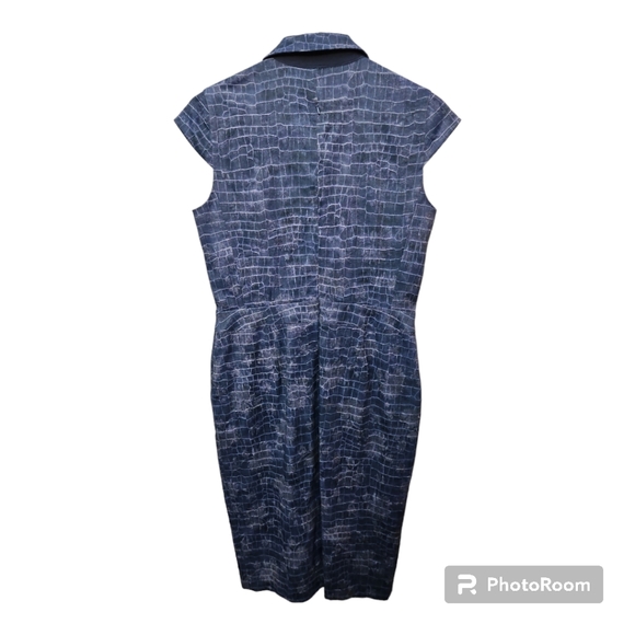 Max Mara Size 10 'Nichols' Blue Crocodile Print Pencil Cut Designer Dress - Picture 3 of 9